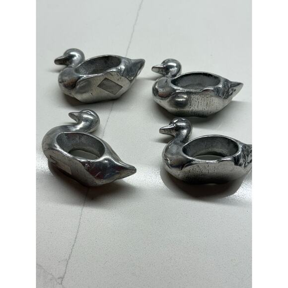 Vintage Cast Metal Silver Duck Napkin Ring Holders Lot of 8 - Picture 3 of 8
